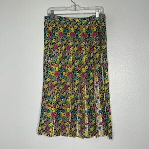 ANNE CRIMMINS for UMI True Vintage 1980s Multicolored Pleated Silk Skirt Size 12